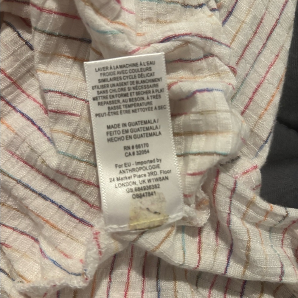 Maeve from Anthropologie White and Rainbow Striped Shirt Size Small. - Picture 7 of 7
